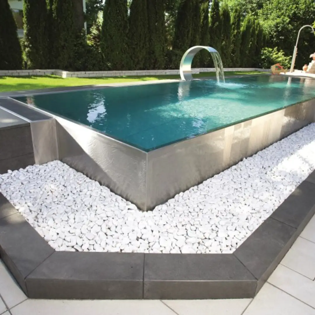 Stainless steel pool panoramic view